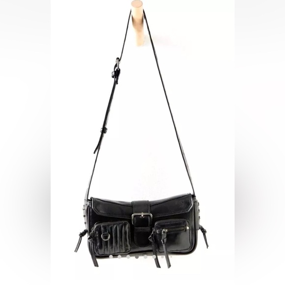 Free People Handbags - Free People High Speed Crossbody Bag Sling Black Patent Leather Adjustable